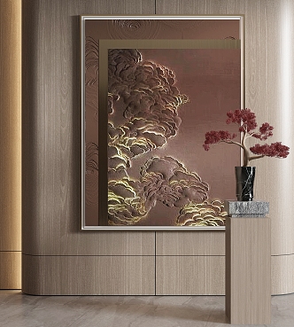 New Chinese Style Decorative Painting Hanging Painting Long Strip Decorative Painting Hallway Decorative Painting Headlight 3d model