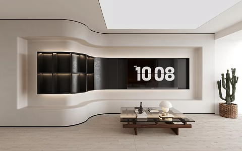 Quiet living room shaped curved TV wall cabinet 3d model