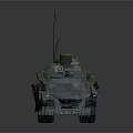 Detailed Gray Military Wheeled Tank With Top Equipment And Antenna Structure