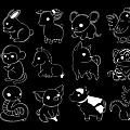 Cute Black White Cartoon Zodiac Animal Pendants For Home Decor