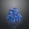 Blue Crystal Stack with Shiny Transparent Faceted Gemstones on Dark Background 3d model