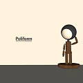 Poliform Modern Table Lamp With Metal Sphere Shade Wooden Stand And Humanoid Design