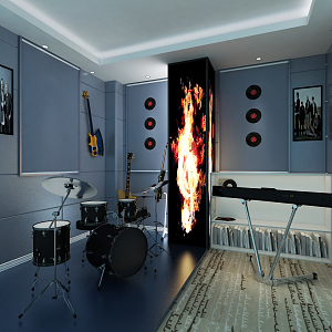 Music Room Modern Entertainment Room 3d model