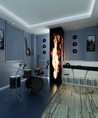 Music Room Modern Entertainment Room 3d model