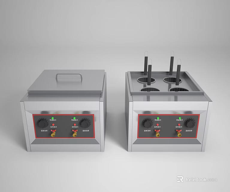 Commercial Kitchen Equipment With Stainless Steel Body Control Knobs And Lids 3d model