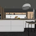Modern Kitchen Interior Design With Wooden Grey Cabinets Island Pendant Light Stools And Tiled Backsplash