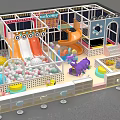 Indoor Kids Playground With Colorful Slide Ball Pit And Dinosaur Toys