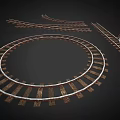 Different Types of Railway Tracks Including Circular Curved and Straight Sections