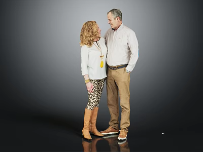 Middle Aged Couple Standing Together In Coordinated Outfits 3d model