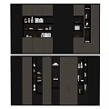 Modern Decorative Cabinet With Layered Storage Compartments And Gray Black Doors