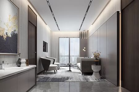 New Chinese Villa Living Room 3d model