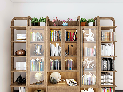 Modern Bookcase Full Solid Wood Bookcase with Glass Door model