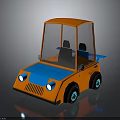 Orange And Blue Small Car With Transparent Windshield Blue Wheels And Headlights