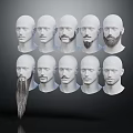 Male Bald Head Models Showcasing Various Beard And Facial Hair Styles