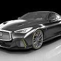 Infiniti Black Sports Coupe With Sleek Exterior And Yellow Accented Wheels