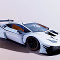 White Racing Car With Aerodynamic Body And Large Rear Wing