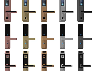 Smart Door Locks In Various Colors And Modern Styles For Home Use 3d model