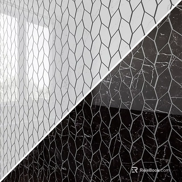Hexagonal Metal Mesh Building Component With Black And White Decorative Pattern 3d model 