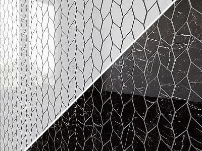 Hexagonal Metal Mesh Building Component With Black And White Decorative Pattern 3d model