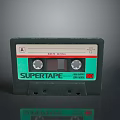 Green and Black SUPERTAPE Cassette Tape With White Label and Side A