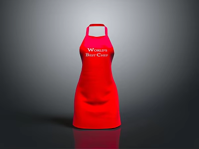 Red Festive Kitchen Apron With Merry Beer Christmas Printed Text Design 3d model