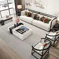 New Chinese Sofa Coffee Table Combination 3d model
