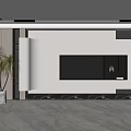 Modern Living and Dining Room Interior Design With TV Wall Marble Accents And Potted Plant