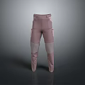 Stylish Pink Casual Pants with Multiple Pockets and Contrast Leg Panels Design
