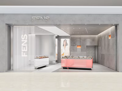 FENS Modern Jewelry Store Interior With Stylish Display Counters And Bright Ambience 3d model