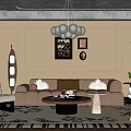 Elegant Modern Living Room Interior With Plush Sofa Coffee Table And Chandelier