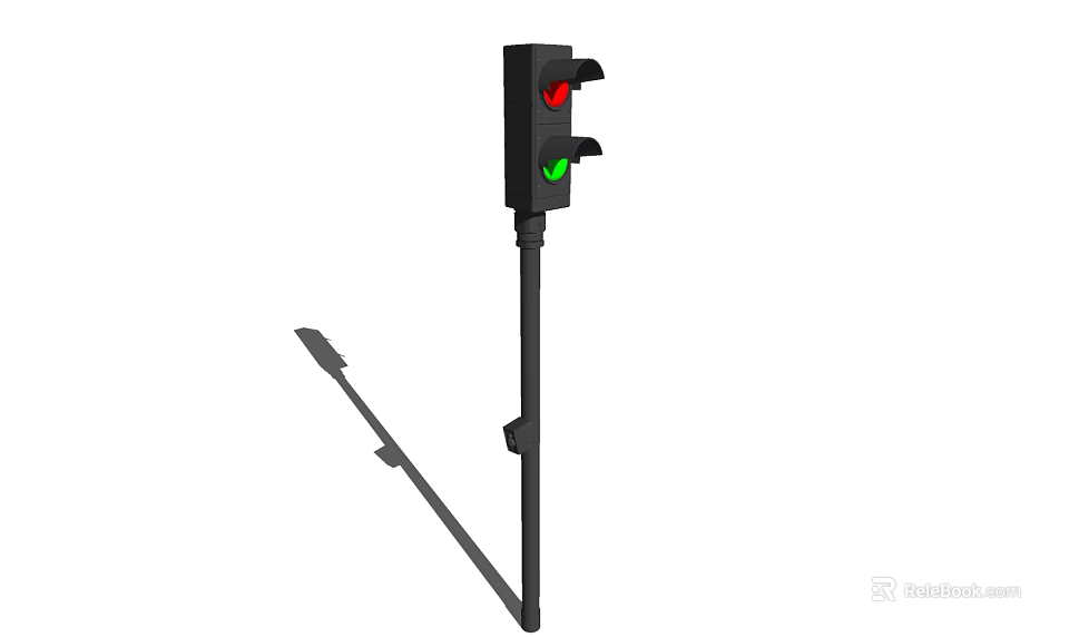 Outdoor Traffic Signal Light With Black Pole And Red Green Signal Lamps 3d model 
