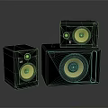 Black Home Audio Speakers With Yellow Cones And Multiple Compact Design Setup 3d model