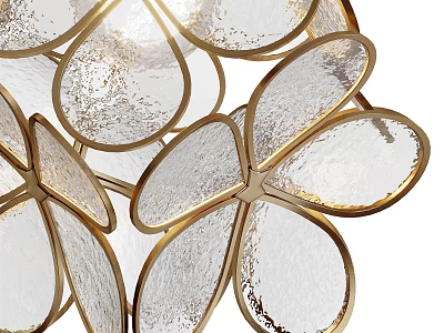Modern Petal Shaped Chandelier With Golden Frame And Transparent Glass Design 3d model