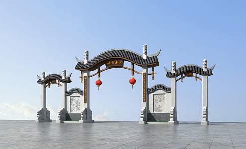 Chinese archway gate 3d model