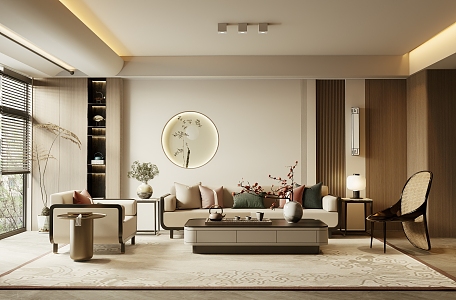 New Chinese-style Home Living Room 3d model