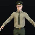 Male Police Officer Character In Uniform Standing With Arms Outstretched