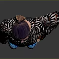 Smiling Female Character In Leopard Top With Pet Dog Wearing Black Leggings And Blue Shoes