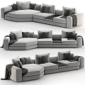 Modern Double Sofa With Plush Pillows And Cozy Blanket Interior Design 3d model