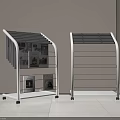 Two White Bookshelves With Metal Frames And Wheels For Multiple Shelves 3d model