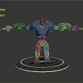 Detailed Mechanical Robot Figure With Complex Design On Illuminated Circular Base