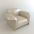 Beige Leather Single Sofa With Modern Design Comfortable Armrest And Soft Cushion 3d model