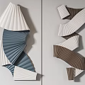 Modern 3D Wall Decor With Folded Design In White Blue And Brown Colors