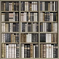Vintage Wooden Bookshelf With Neatly Arranged Books And Diverse Cover Designs