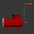 Red Manual Meat Grinder With Orange Handle And Metal Grating Component 3d model