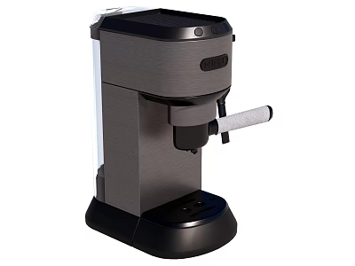 Modern Gray Espresso Machine With Transparent Water Tank And White Handle 3d model