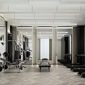 Modern Fitness Gym With Treadmills Weight Equipment And Mirrored Walls Spacious Layout For Workout Sessions