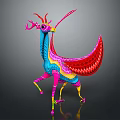 Colorful Artistic Mythical Animal Featuring Decorative Antlers Vibrant Wings And Intricate Patterns