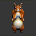Cute Orange Squirrel Character With Blue Eyes Fluffy Tail Standing On Gray Background