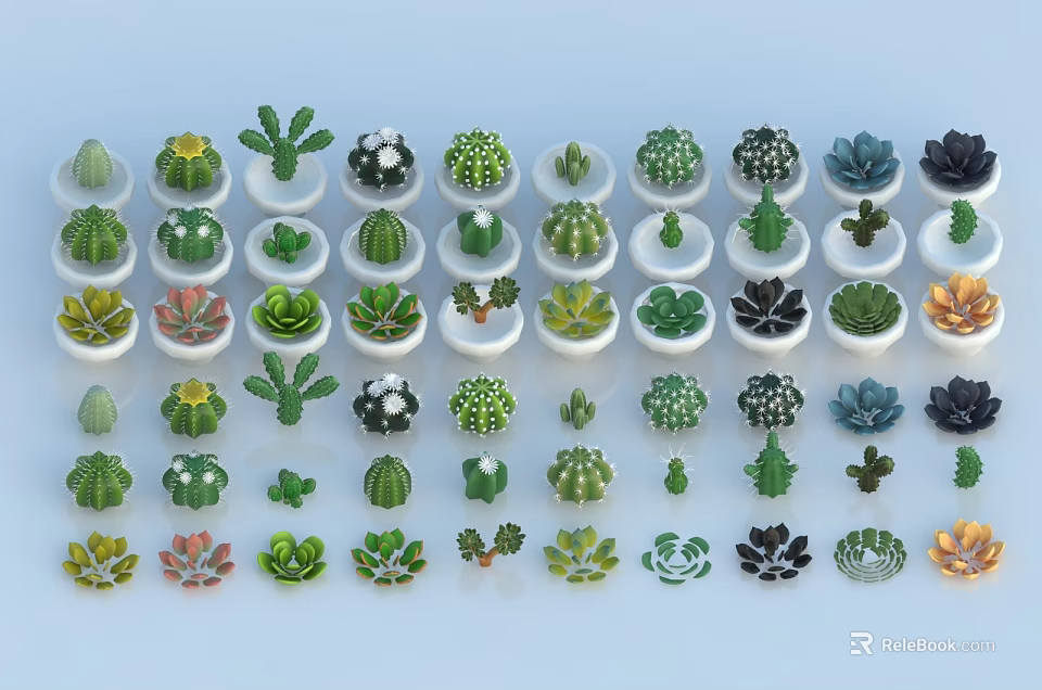 Diverse Bonsai Potted Plants Collection With Various Shapes And Containers 3d model