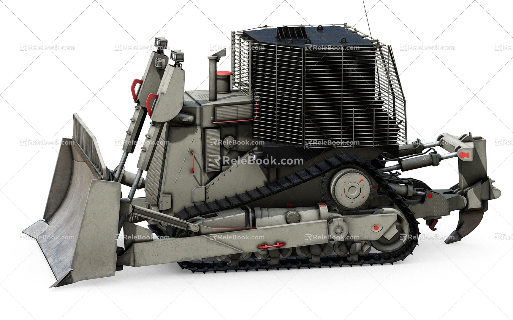 Armored bulldozer, shovel truck, shovel truck, digger, excavator 3d model